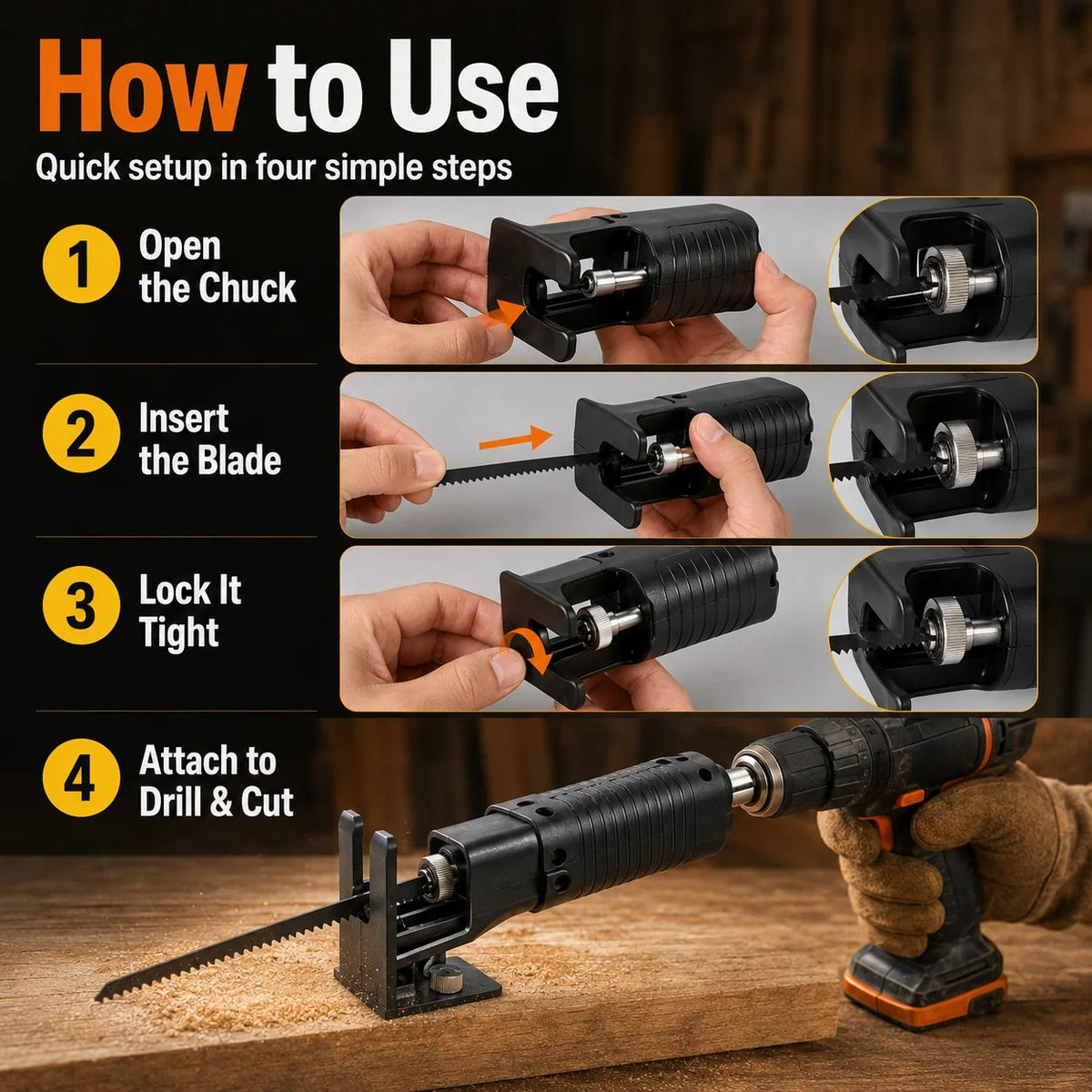 🔥HOT SALE🔥Reciprocating Saw Attachment for Drill