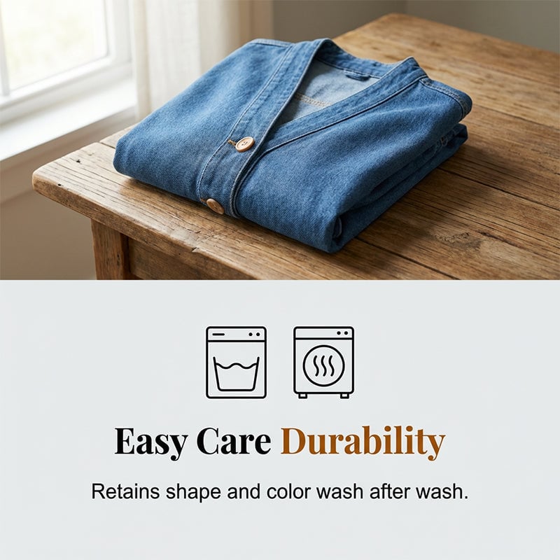 🧥 50% OFF NOW! ✨ Women's Classic Button Front Denim Jacket – V-Neck, Breathable Fabric & Relaxed Fit 💙