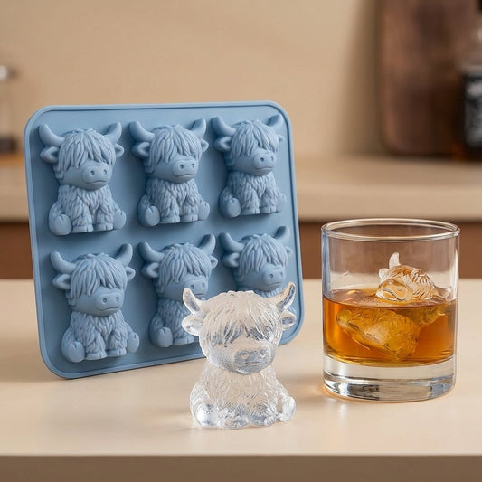 Mini Highland Cow Ice Cube & Dessert Mold Cute 3D Ice for Drinks, Parties & Gifts