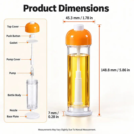👩🏻‍🍳❤️Refillable Oil Sprayer Bottle with Protective Cap – Fine Mist, Less Oil & Multi-Purpose for Air Fryer, Cooking & BBQ