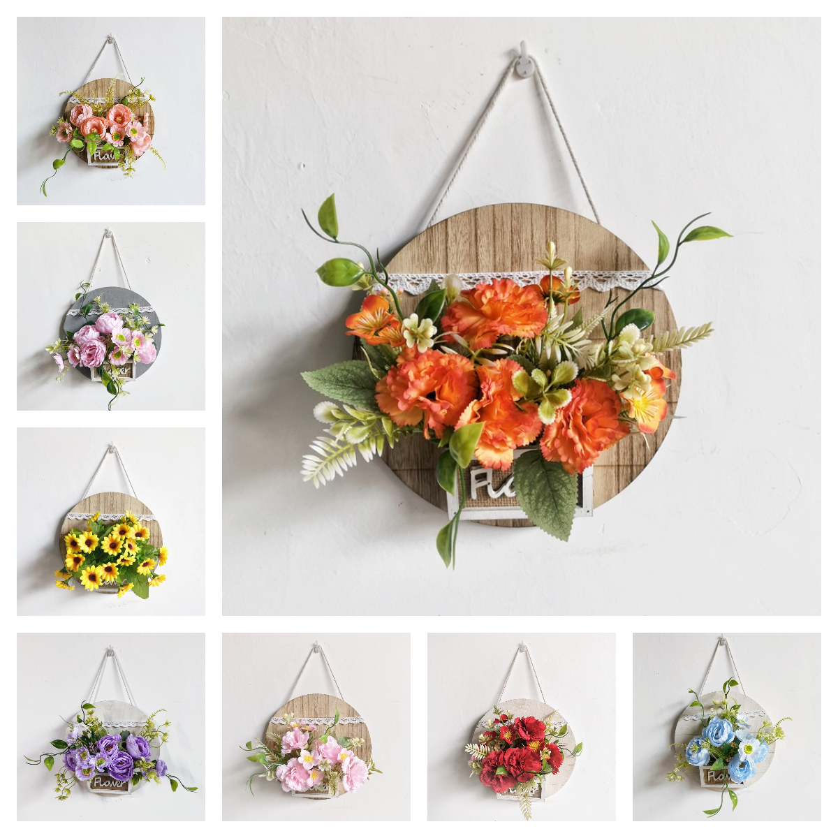 Wall Decorative Wooden Box Flower Basket - With Decorative Bouquet 🔥 (Promotion 50% Discount)