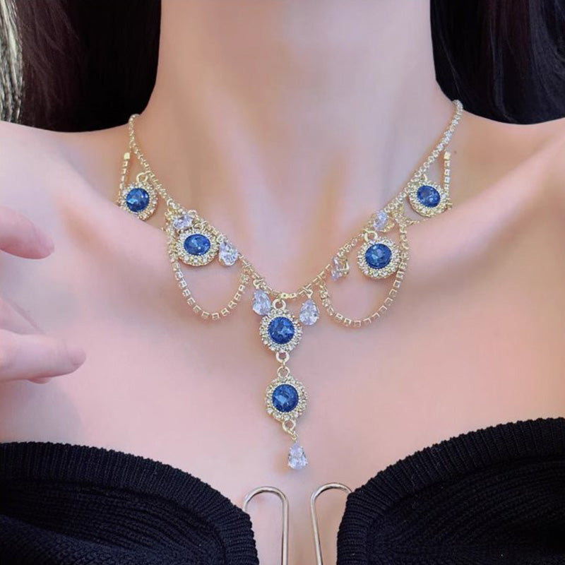 🔥2024 Hot Sale 🔥French Blue Zirconia Necklace--(Heart of the Ocean)