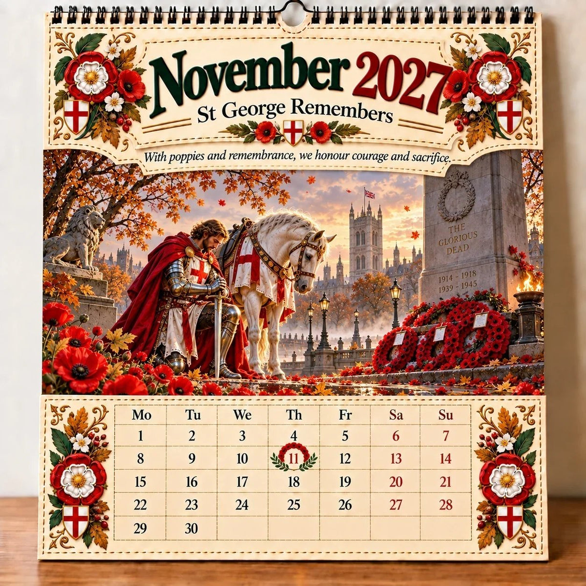 🗡️🐉 2027 England St George “Faith, Courage & Protection” Wall Calendar📅
