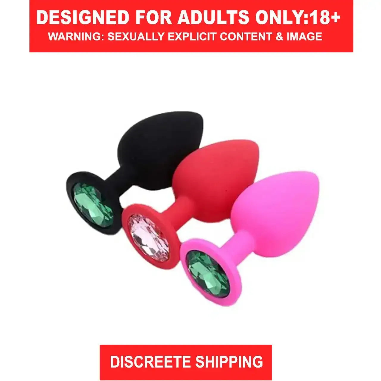 Premium Silicone Butt Plug with Crystal Gem Base – Body-Safe Reusable Adult Accessory