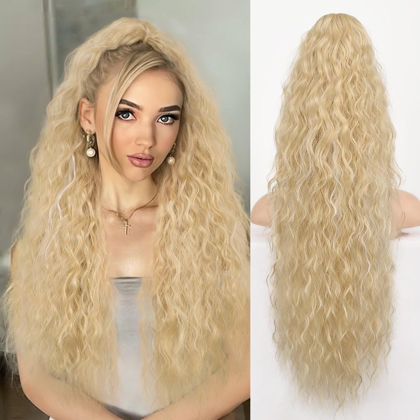 💖Clip-In Wave Ponytail Hair Extension Natural Fluffy African Style Wig💖