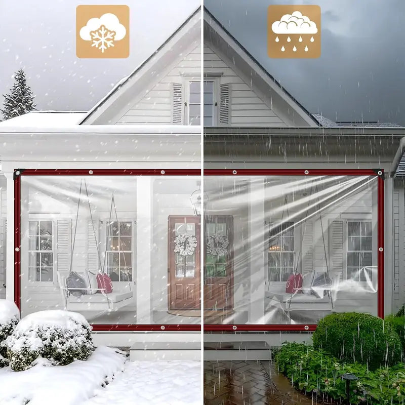 ☔ 7 × 10 FT Transparent PE Tarpaulin | Grommeted Outdoor Cover