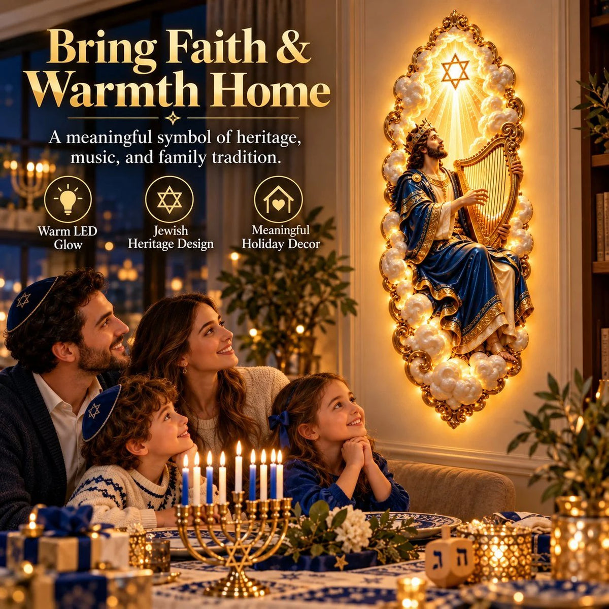 ✡️ Jewish Heritage Illuminated Wall Art | 3 Biblical-Inspired Designs