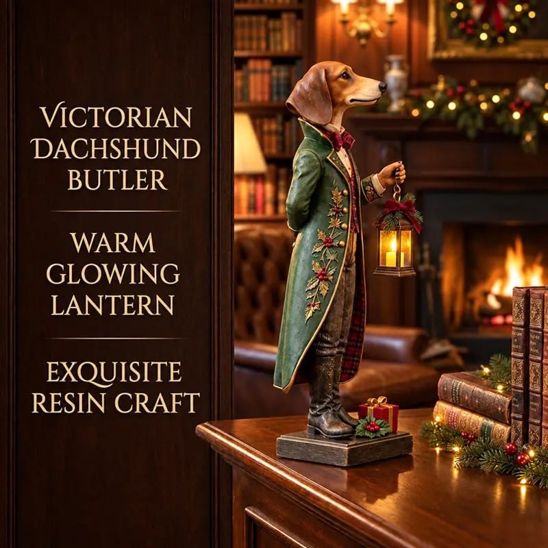 🐕🎄 Christmas Dachshund Lantern Ornament | Victorian Butler Decor