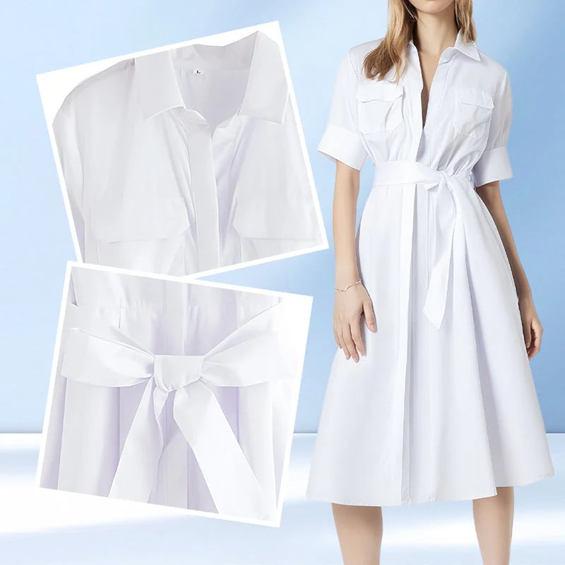 Sleek Shirt Dress With Front-Tie Waistband
