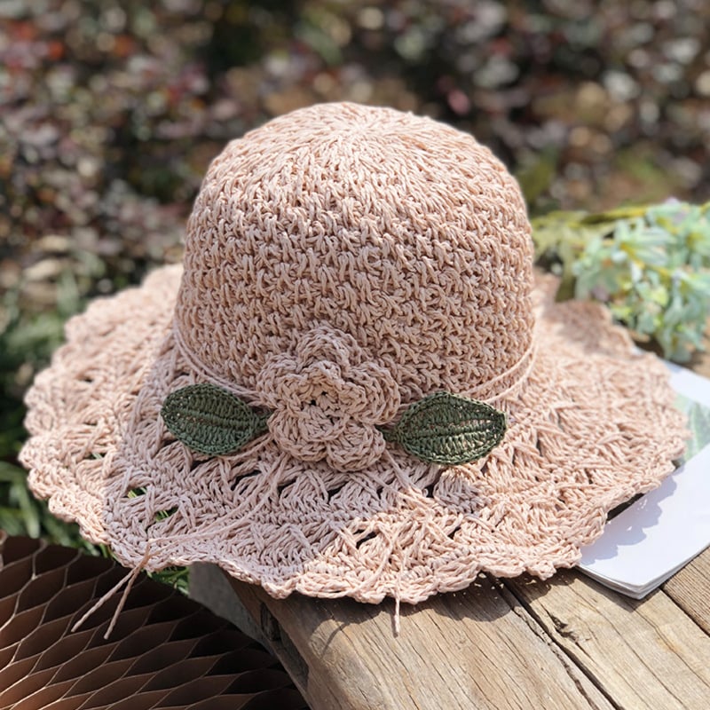 💖Buy 2, 20% off✨ Elegant Crochet Straw Hat with Ruffle - Foldable Sun Hat mysite