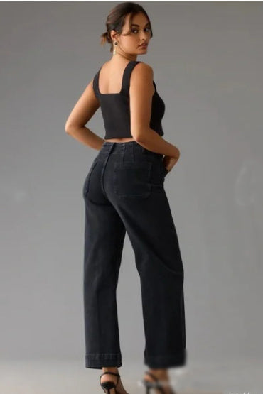 Tummy Control Cropped Wide-Leg Jeans(Buy two and get free shipping!)