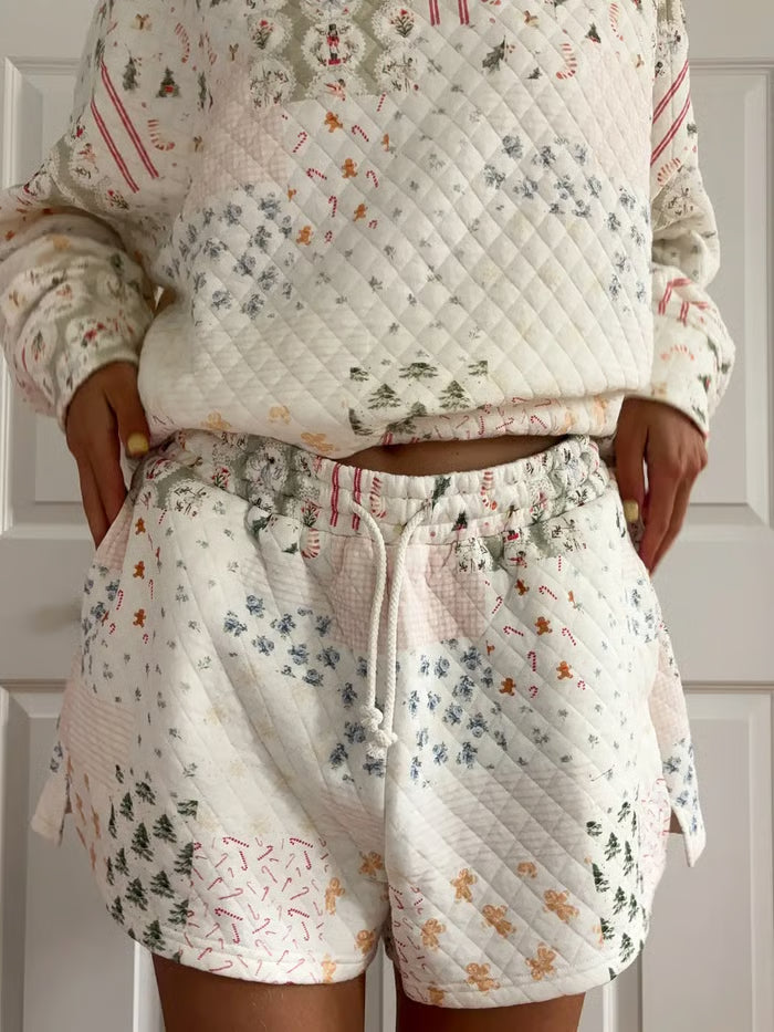 🎅Christmas Bestseller!  ❄️🧣Christmas Holiday Quilted Mockneck Sweatshirt Set(✨Same as in the video)