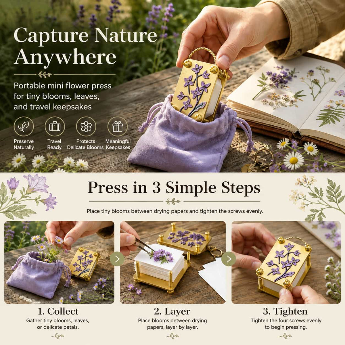 Mini Portable Flower Press