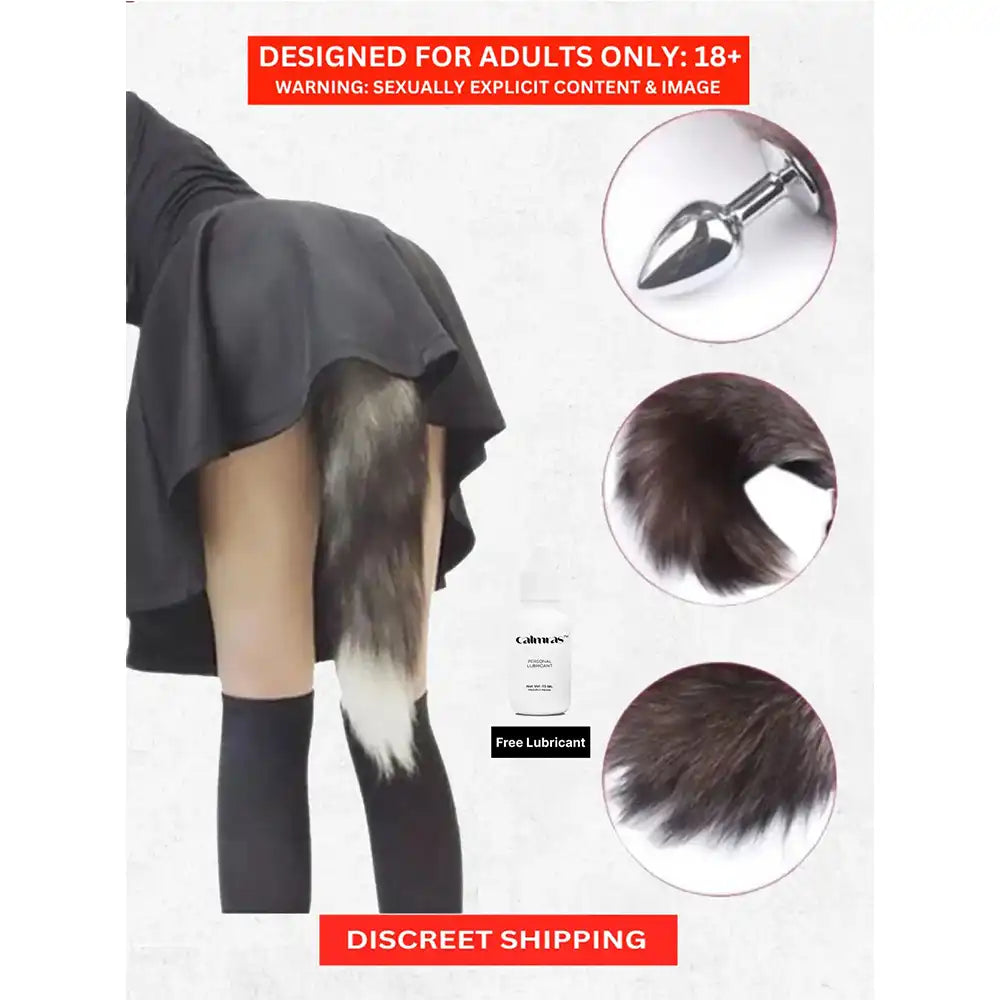 Fox Tail Butt Plug with Faux Fur Tail – Stainless Steel Base Cosplay Accessory for Adults