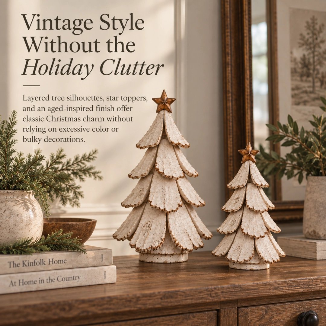 🎄 Vintage Lighted Christmas Tree Figurine | Remote-Controlled Glow
