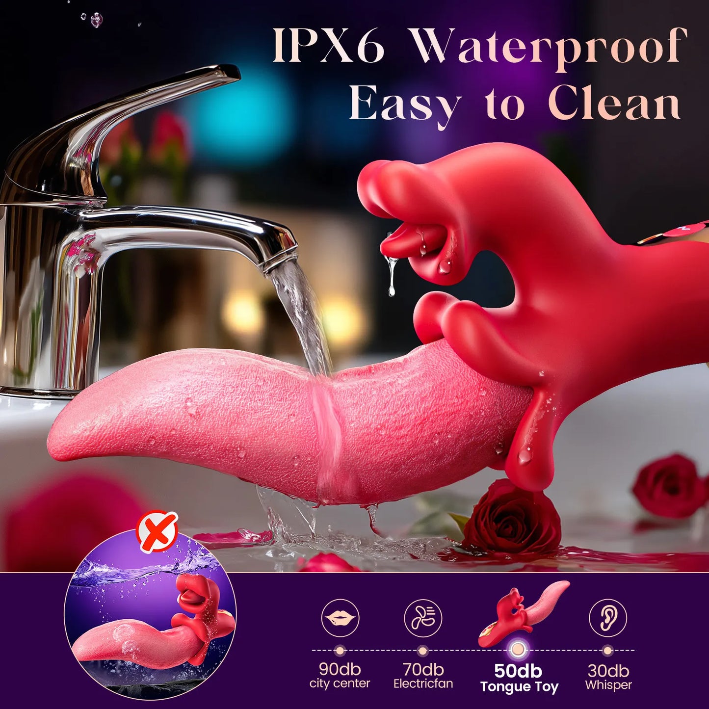 2026 Upgraded 3-in-1 Rose Toy – Automatic Thrusting G-Spot Vibrator & Air-Pulse Clit Sucker, Waterproof Liquid Silicone with Smart Heating🗽