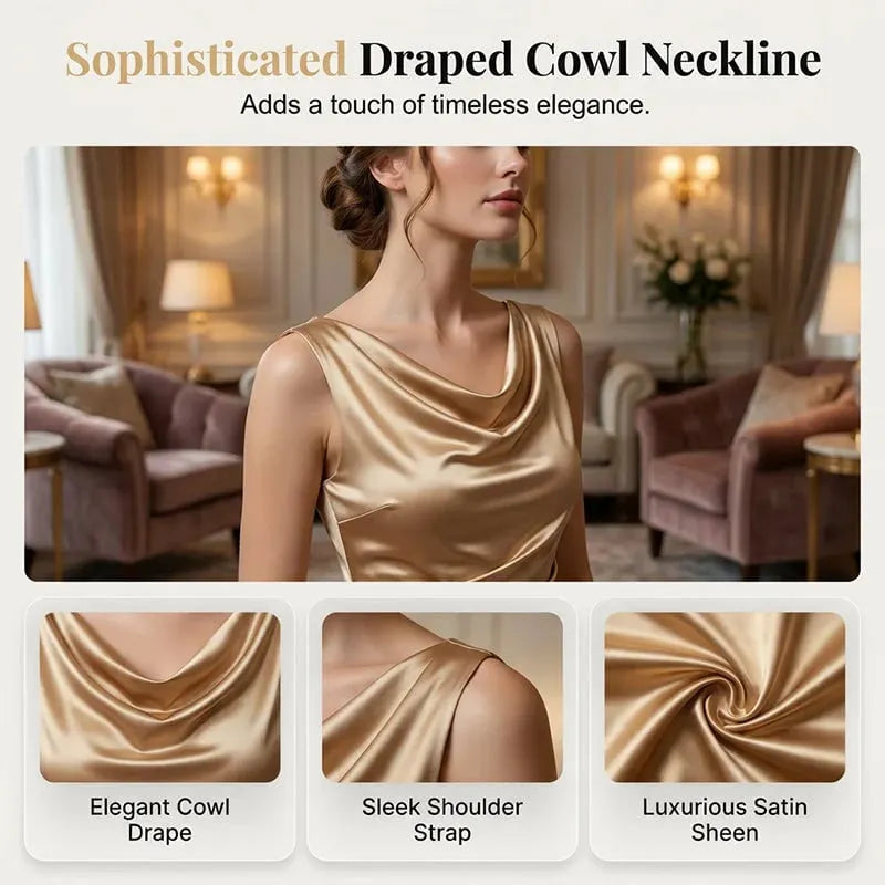 Women's Sleeveless Cowl Neck Midi Dress