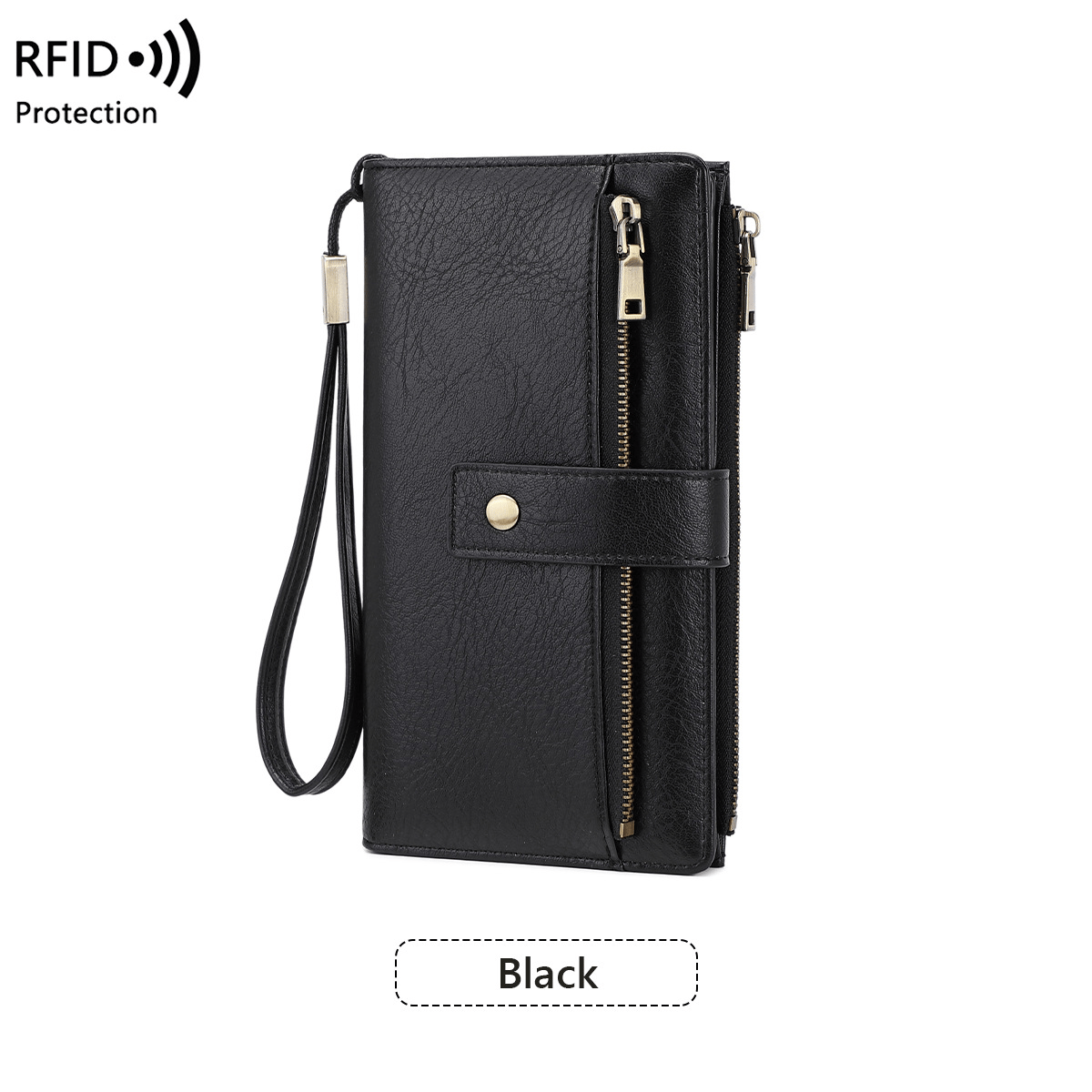 RFID anti-magnetic large-capacity long wallet, elegant solid color anti-theft leather wallet 👛