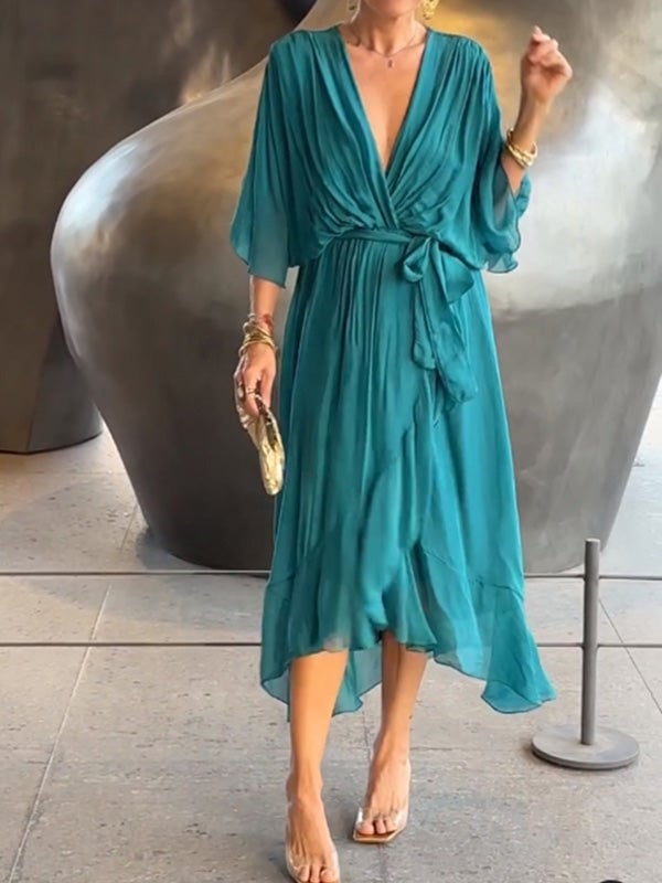 🔥🔥🔥Stylish and elegant V-neck maxi dress - Buy two and get free shipping!