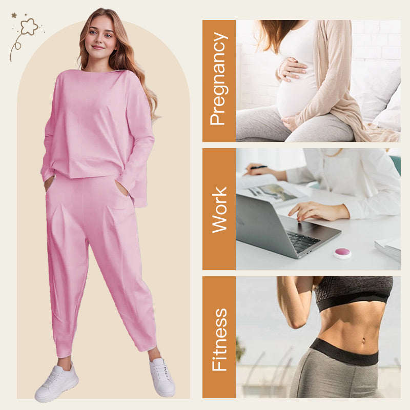 Round-Neck Long-Sleeved Top ＆ Pants 2-Piece Set product image 3
