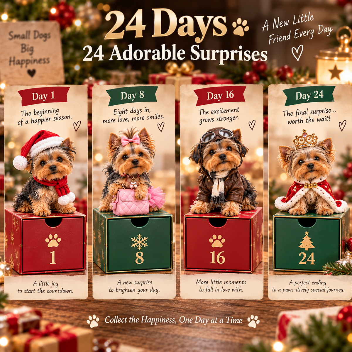 24 Days of Yorkshire Terrier – 24 Unique Yorkie Figurines | Christmas Collectible Gift Set