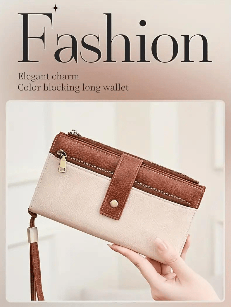 RFID anti-magnetic large-capacity long wallet, elegant solid color anti-theft leather wallet 👛