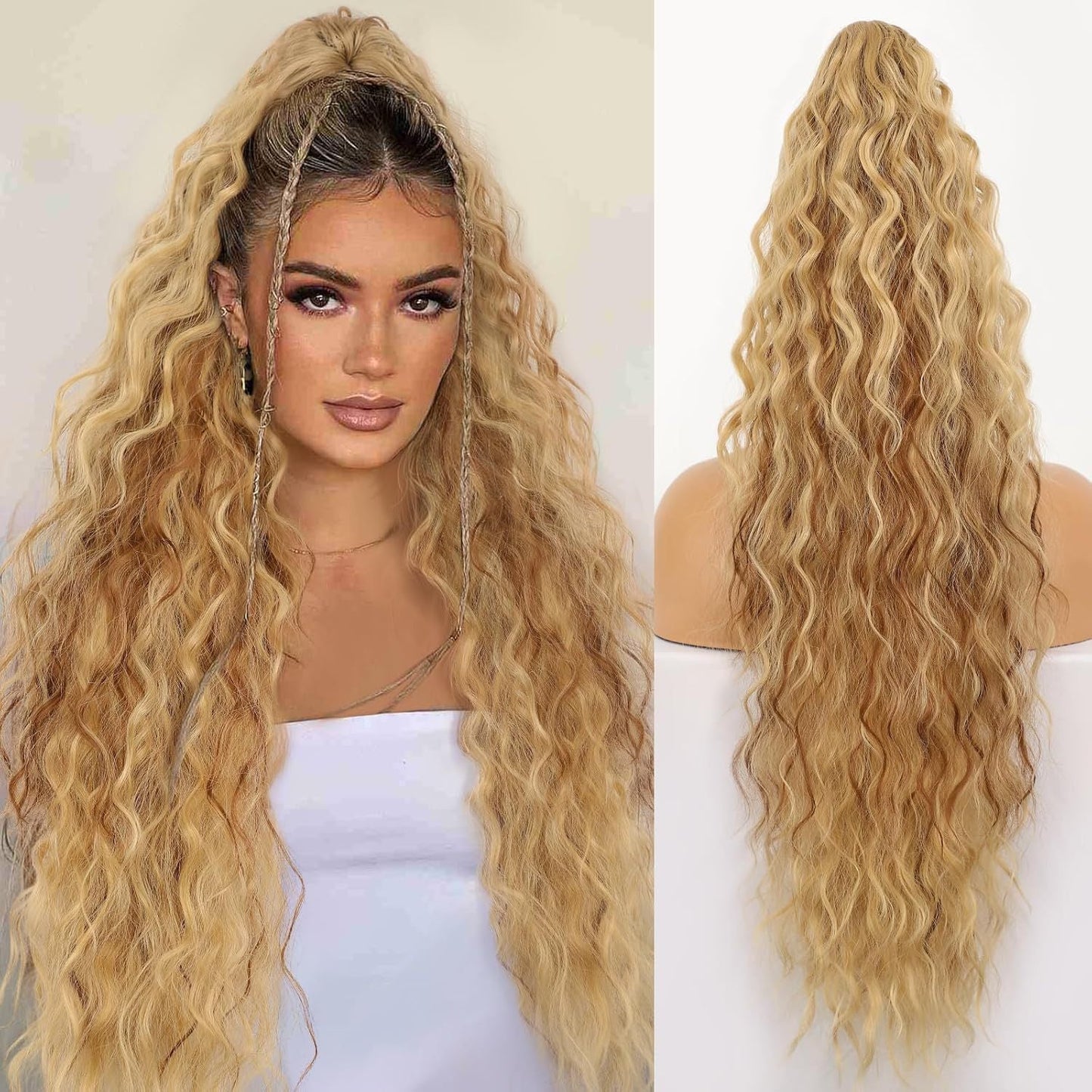 💖Clip-In Wave Ponytail Hair Extension Natural Fluffy African Style Wig💖