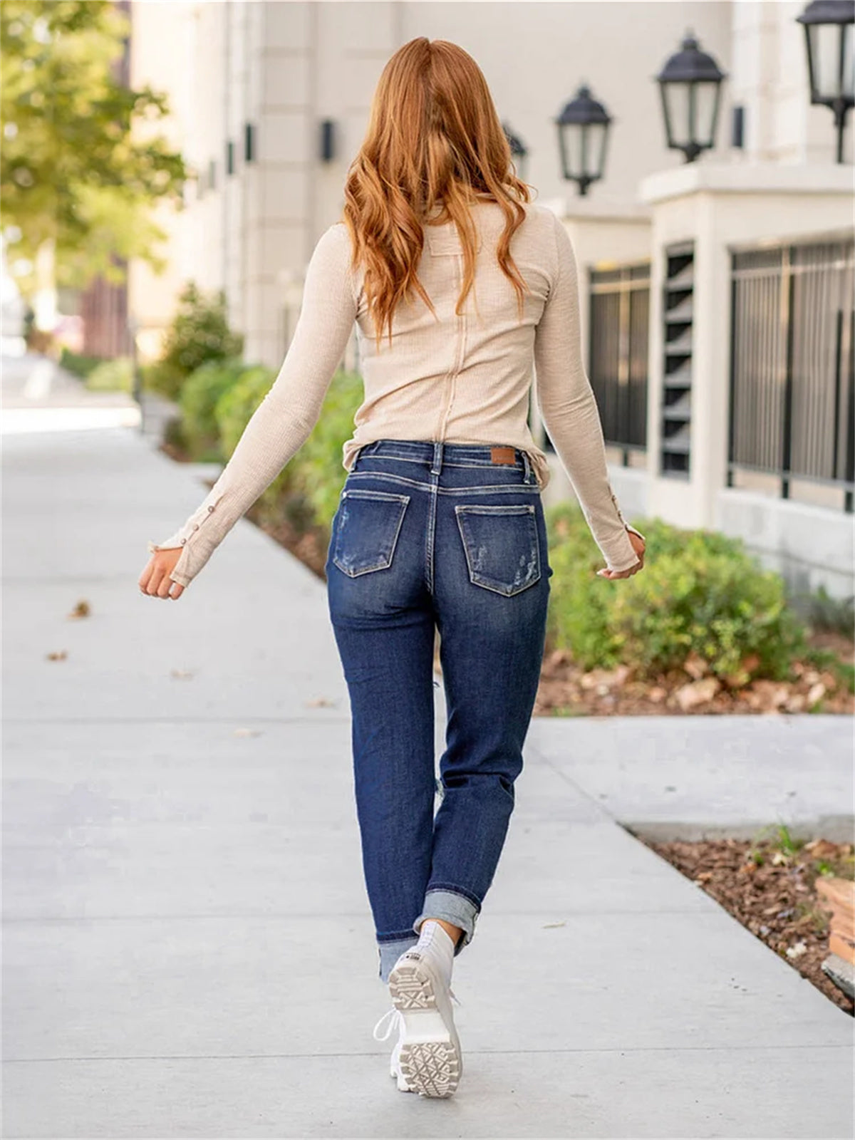 Tummy Control Distressed Cuffed Boyfriend Jeans (Buy 2 Free Shipping) mysite