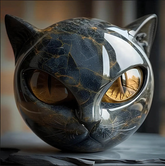 🐈‍⬛Luxury Black Cat Stone Sculpture – Elegant Home Décor & Gift-Ready Art Piece