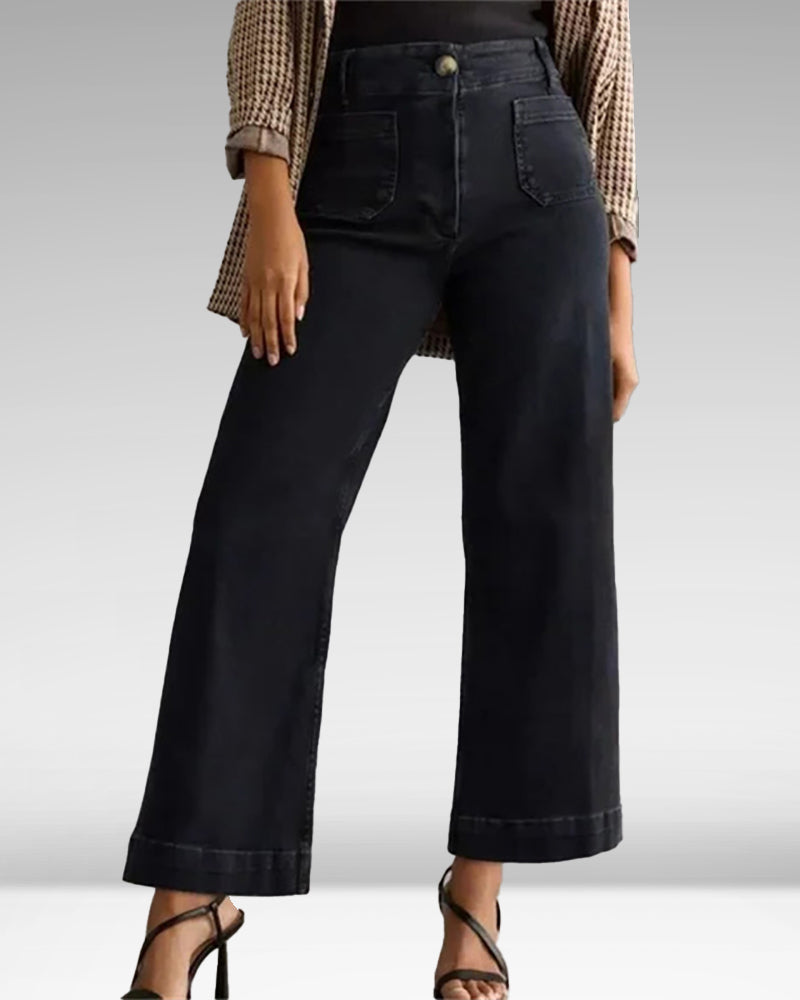 Cropped Wide-Leg Patch Pocket Jeans(Buy 2 Free Shipping) mysite