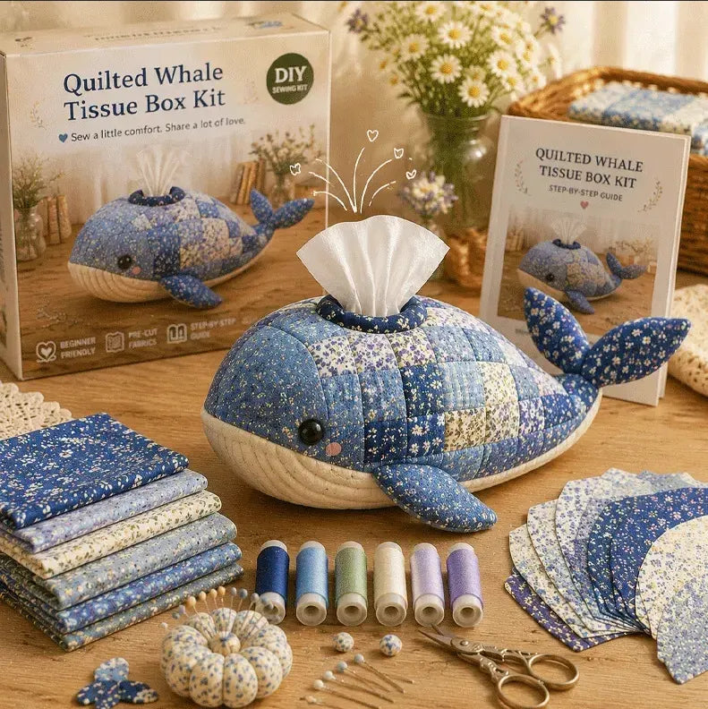 🧵DIY Patchwork-Style Animal Sewing Kit for Tissue Box💙
