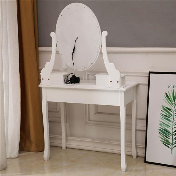 Elegant European-Style Vanity Set with Five Drawers and Lighted Mirror - Free shipping across the United States, delivery within 2-8 days uber7