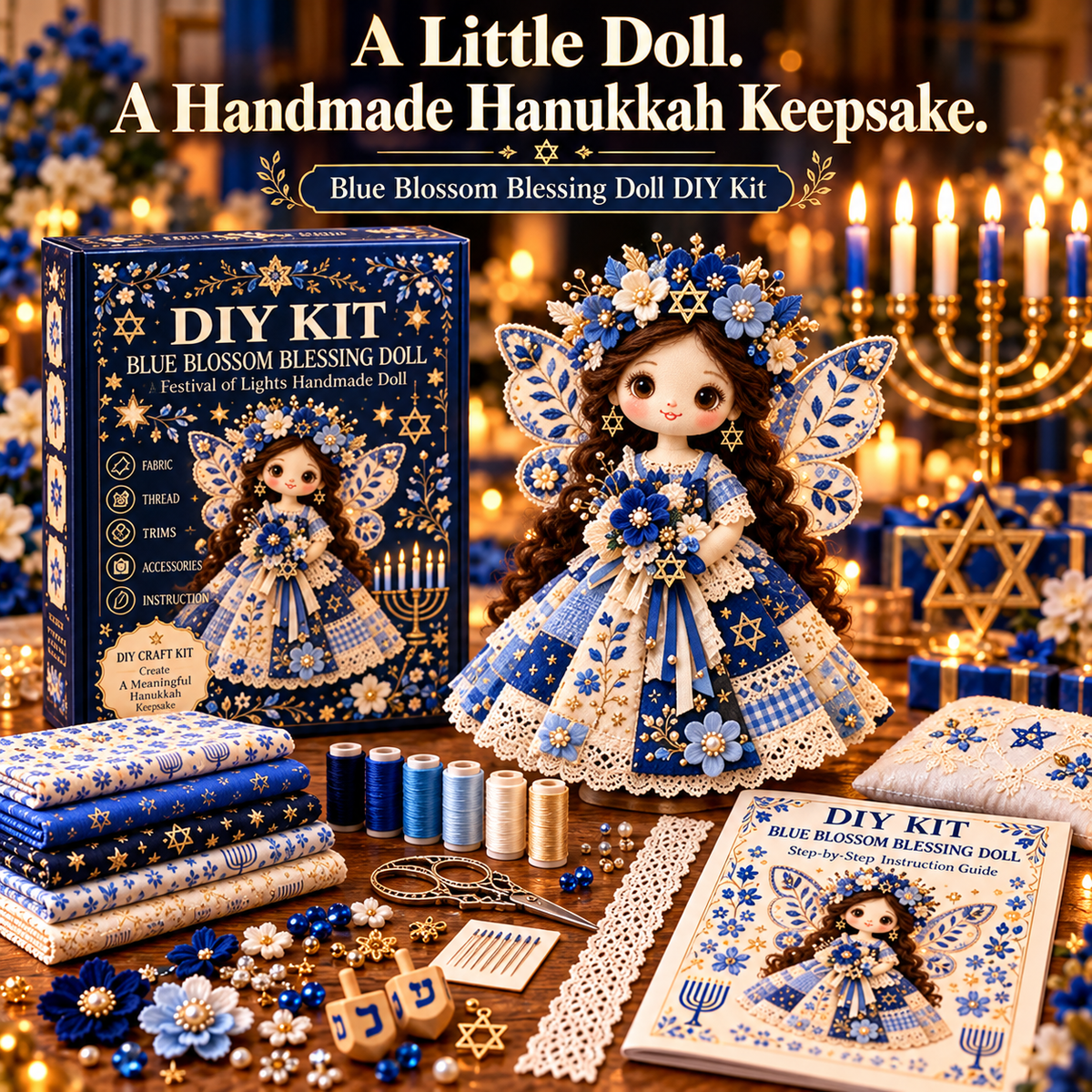 🕎🧵 Hanukkah DIY Patchwork Doll Kit | 3 Festival of Lights Designs