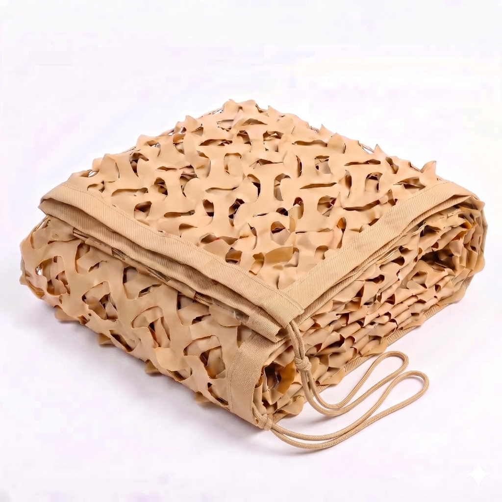 Reinforced sand-colored camouflage net for terraces and pergolas – Mediterranean style