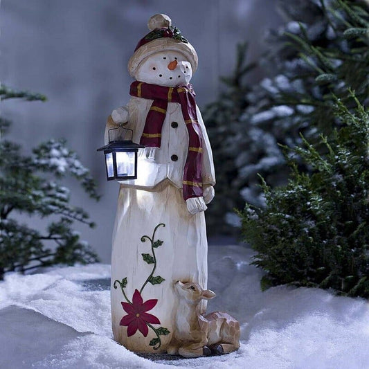 🔥49% OFF- Woodland Snowman Woodcarving - Bring solar lights!