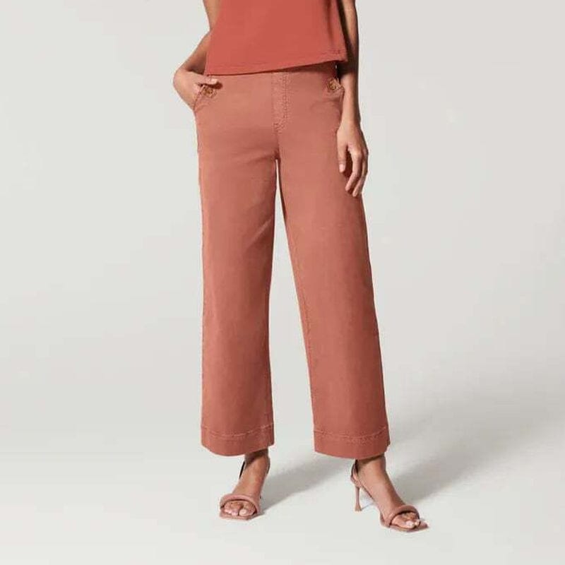 Women Stretch Tummy Control Twill Cropped Wide Leg Pant (BUY 2 FREE SHIPPING)