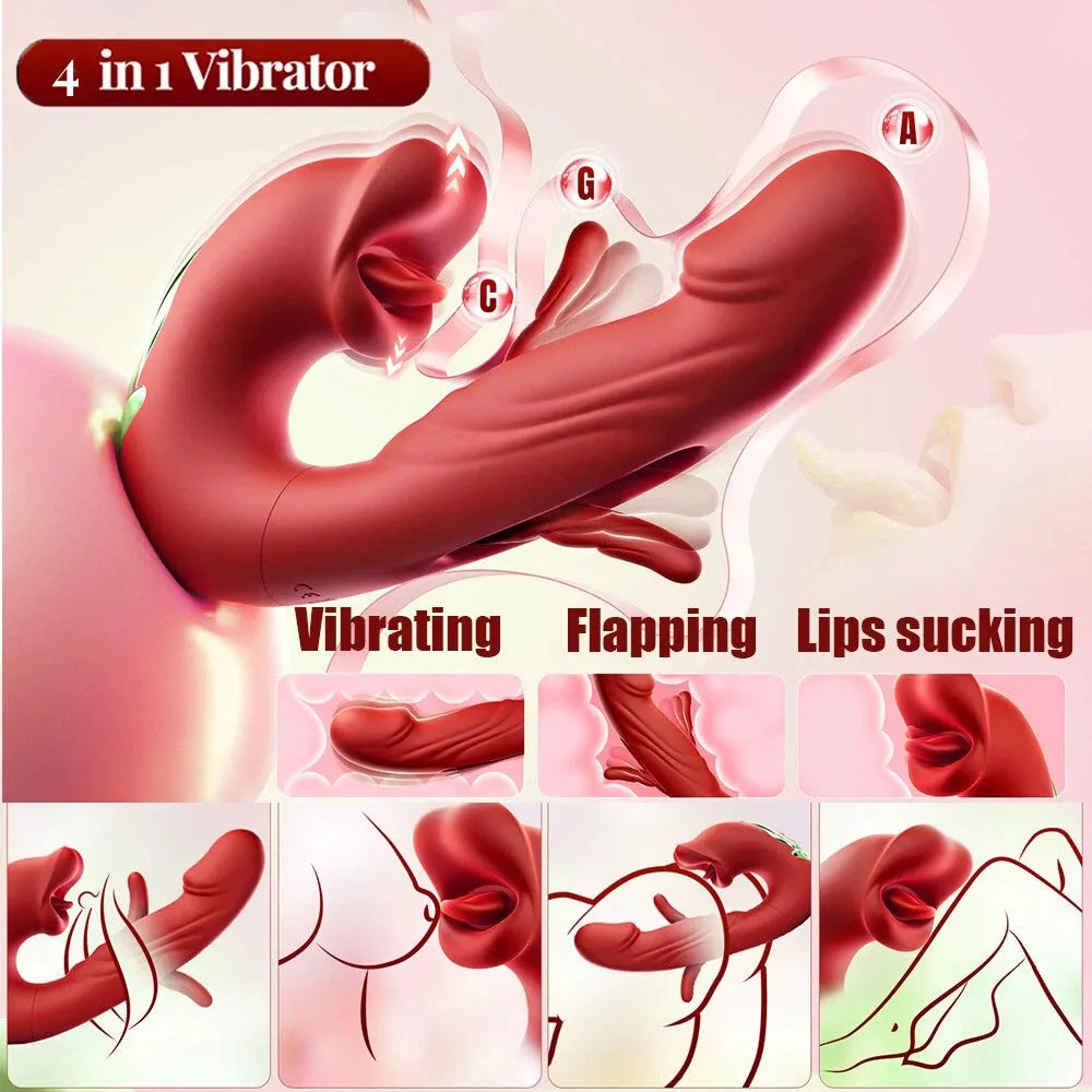 Upgraded LuvoraTM 4-in-1 Flapping & Licking Vibrator