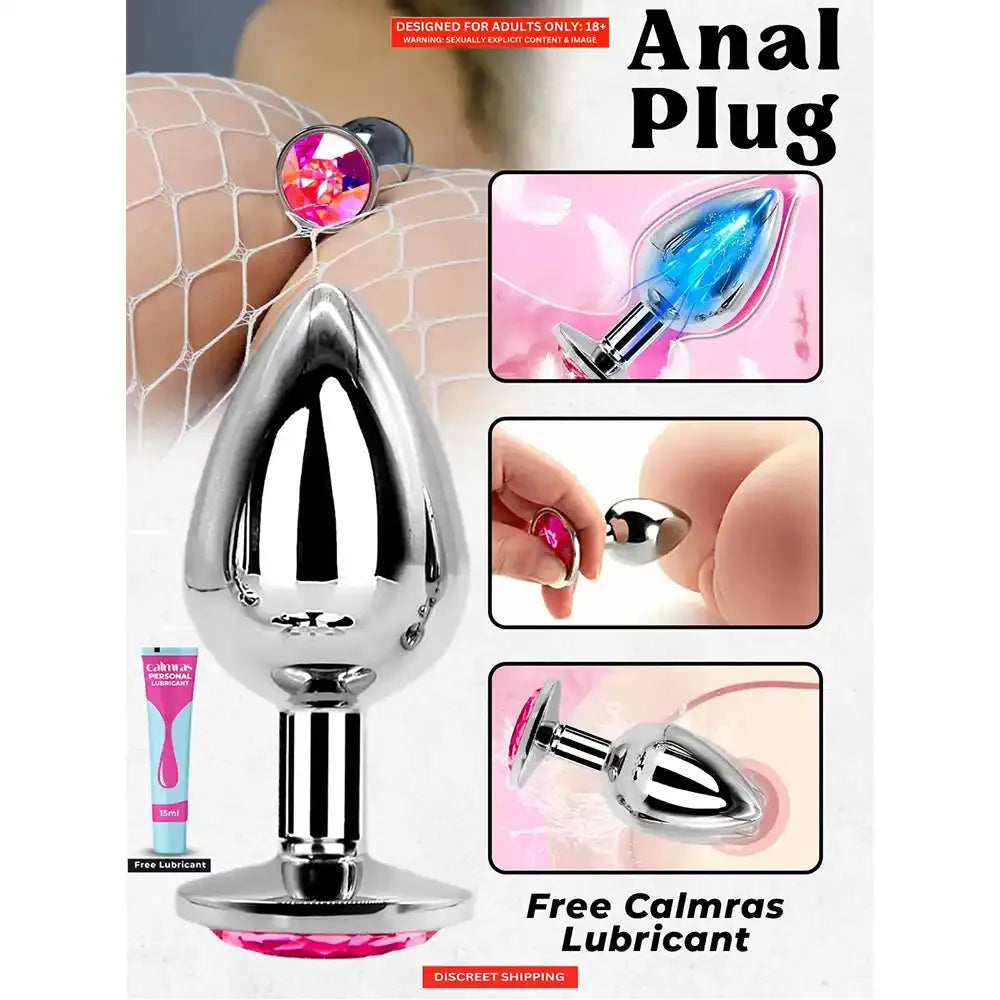 Stainless Steel Diamond Gem Butt Plug – Premium Metal Adult Accessory with Crystal Base
