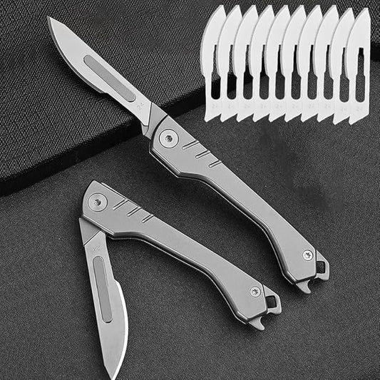 ⏰🏆Folding Scalpel Knife with 10pcs Replaceable Blades