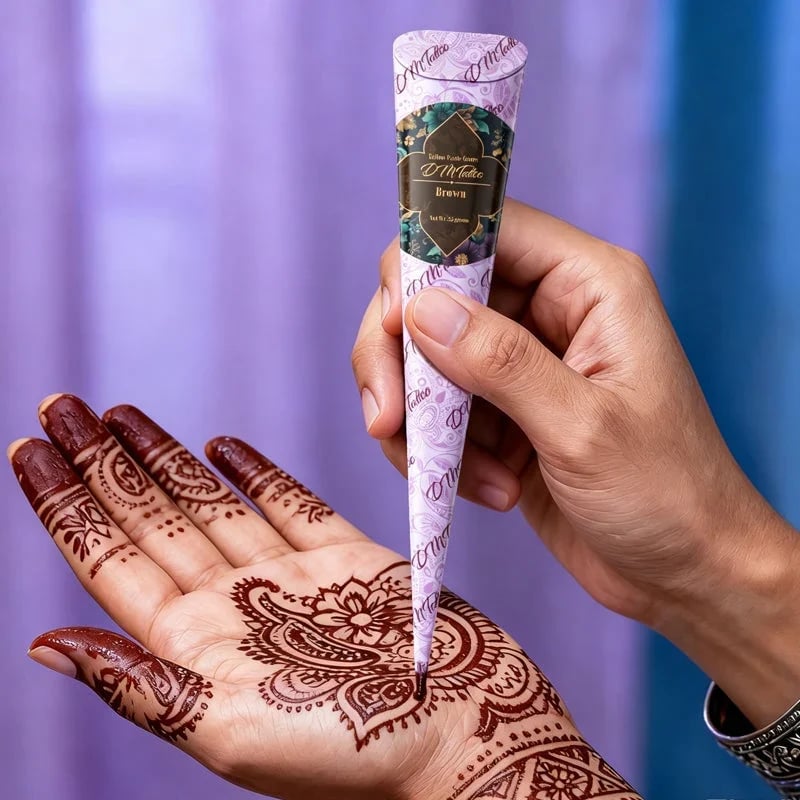 🌸 Henna Tattoo Kit with Stencils – Temporary Body Art Cones for Hands & Creative Designs ✨