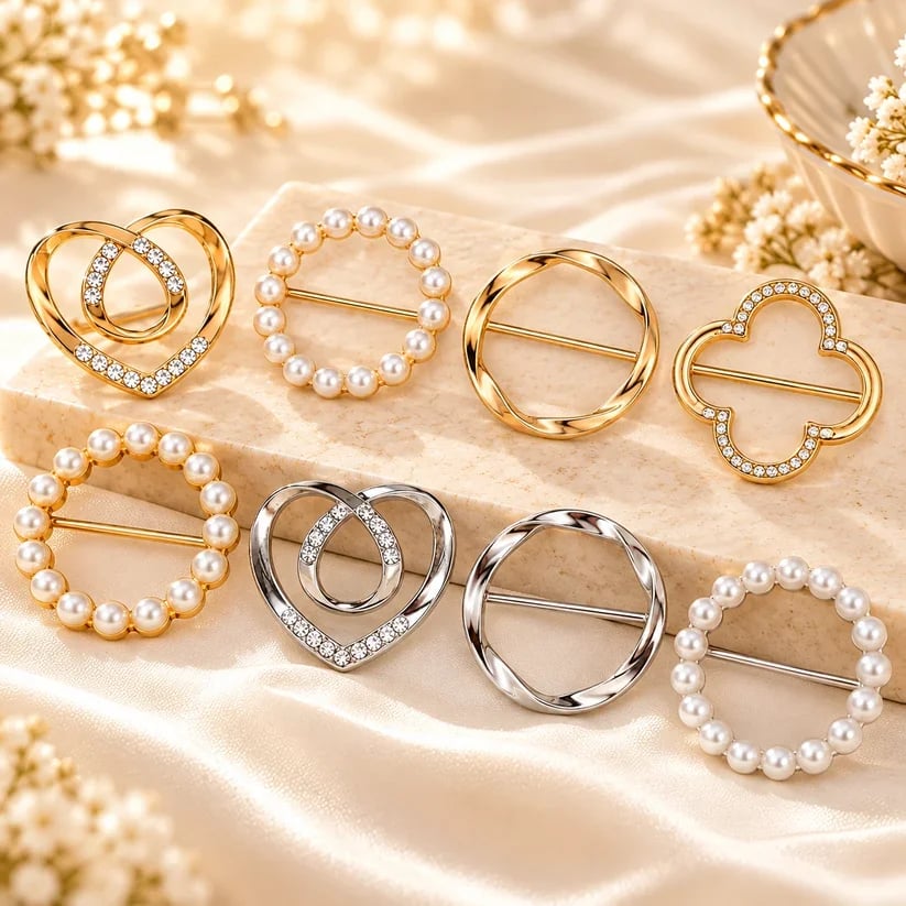 ✨4-Piece Women's Metal Shirt Clips – Round & Heart Designs for Loose Clothing