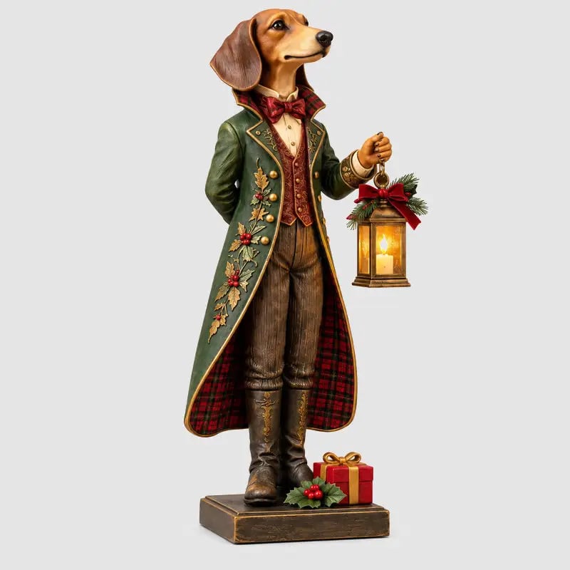 🐕🎄 Christmas Dachshund Lantern Ornament | Victorian Butler Decor