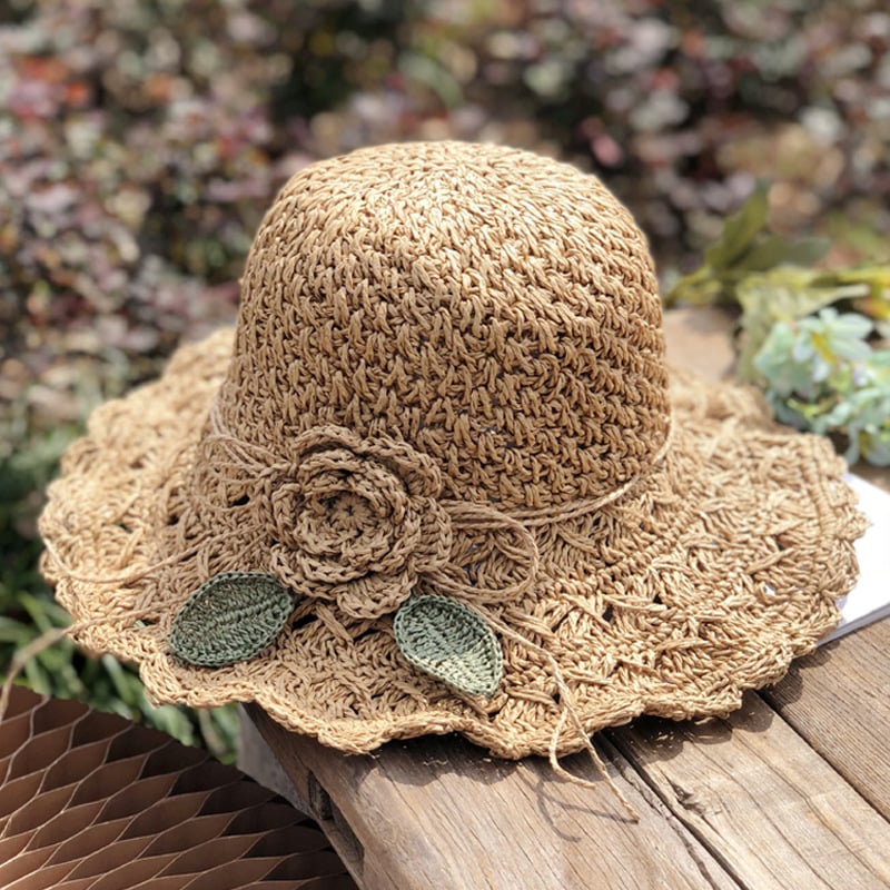 💖Buy 2, 20% off✨ Elegant Crochet Straw Hat with Ruffle - Foldable Sun Hat mysite