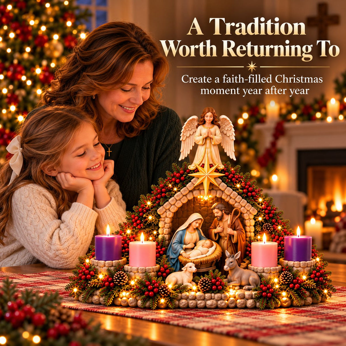 Nativity Christmas Candle Centerpiece