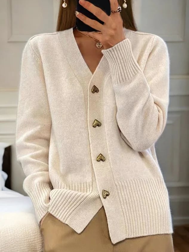 Women's Casual Winter Plain Yarn Wool Yarn Buttoned Cardigan