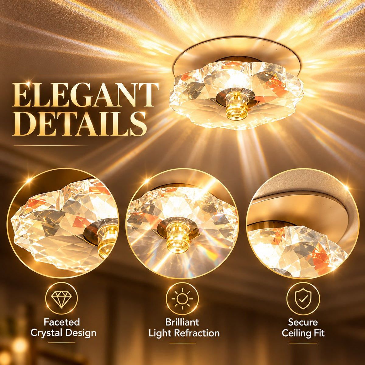 ✨💎 Crystal Downlight Ceiling Lamp — Turn Every Ceiling Into A Warm, Sparkling Feature