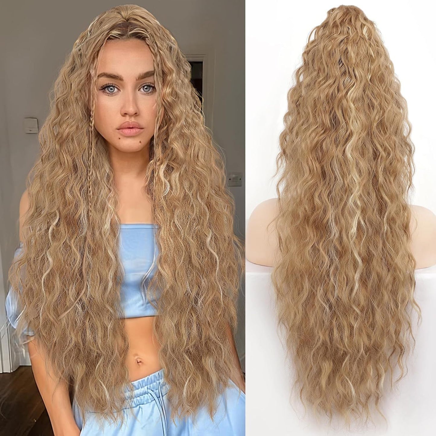 💖Clip-In Wave Ponytail Hair Extension Natural Fluffy African Style Wig💖
