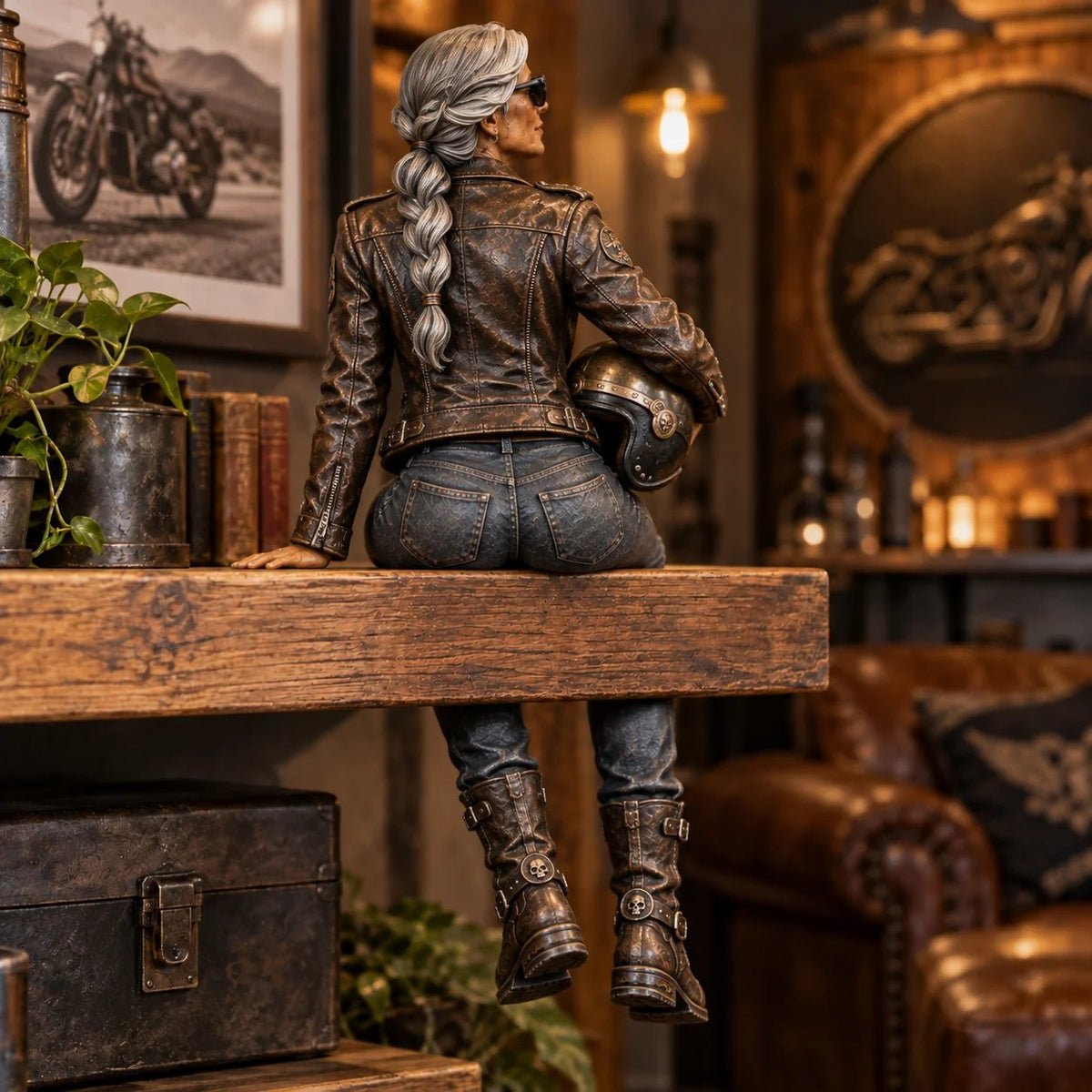 🏍️ Old Biker Soul | Women Ride Too Shelf-Sitter Figurine Collection