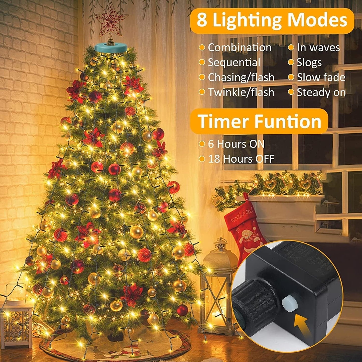 Christmas Pre-sale SALE🎄Christmas Tree Waterfall Lights with Ring