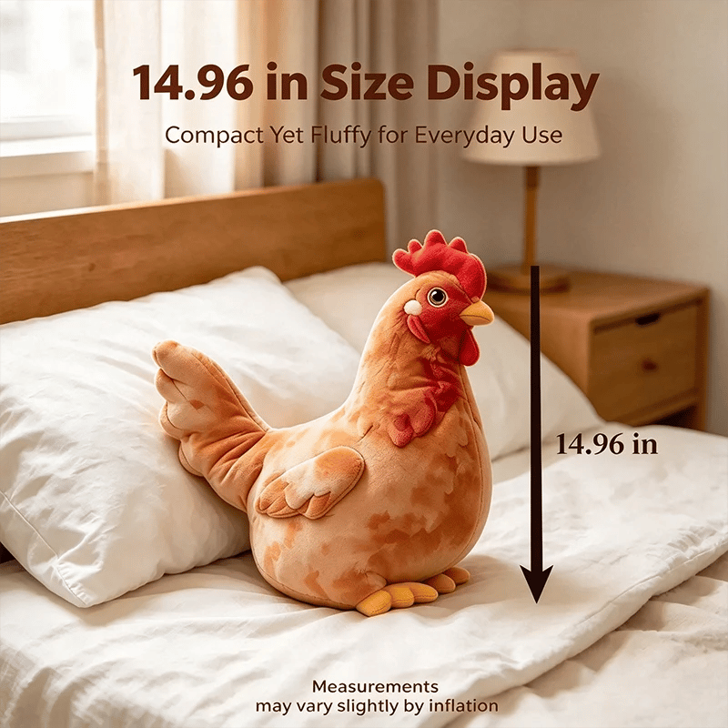 🐔 Chicken-Shaped Plush Pillow – Cute Realistic Hen Stuffed Animal & Cozy Home Decor Cushion ✨